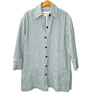 NEW Club Monaco Shoat Shirt Jacket Womens Small Green Grid Button Front Shacket